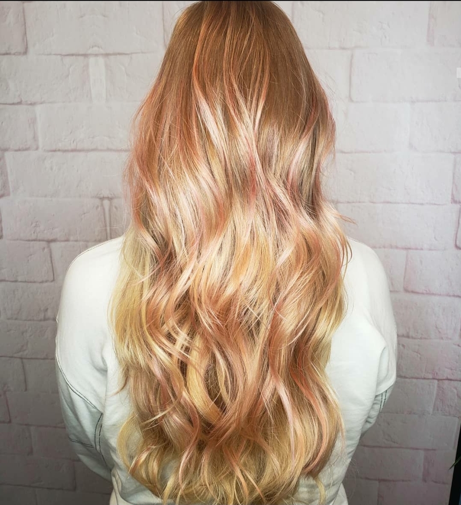 Blonde hair with rose gold pieces